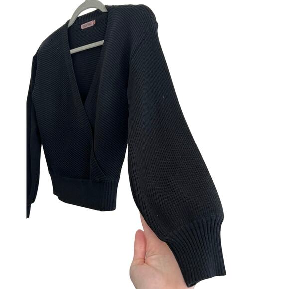 Vici - Faux Wrap Black Sweater - Size Medium - Picture 3 of 5